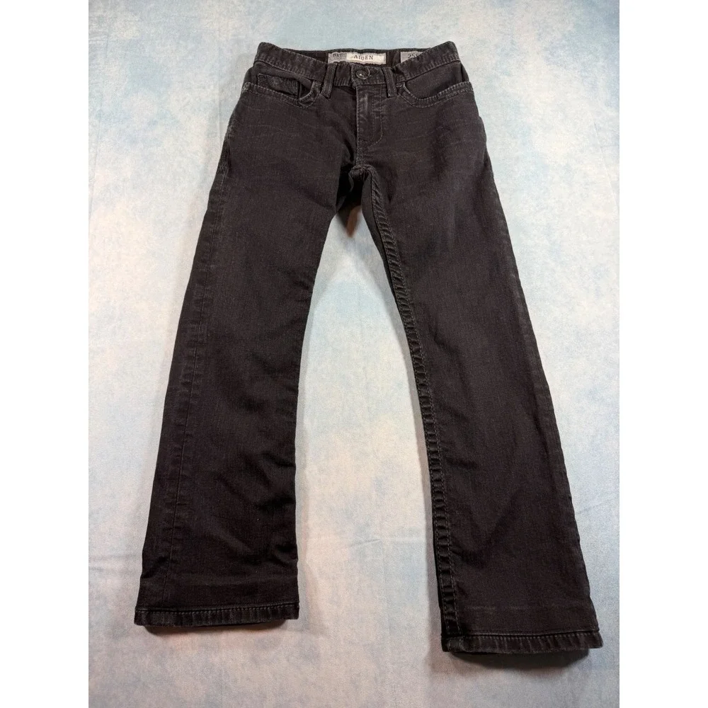 BKE Aiden Bootleg Jeans Boys 25S Black Excellent Stretch Denim Embroidered